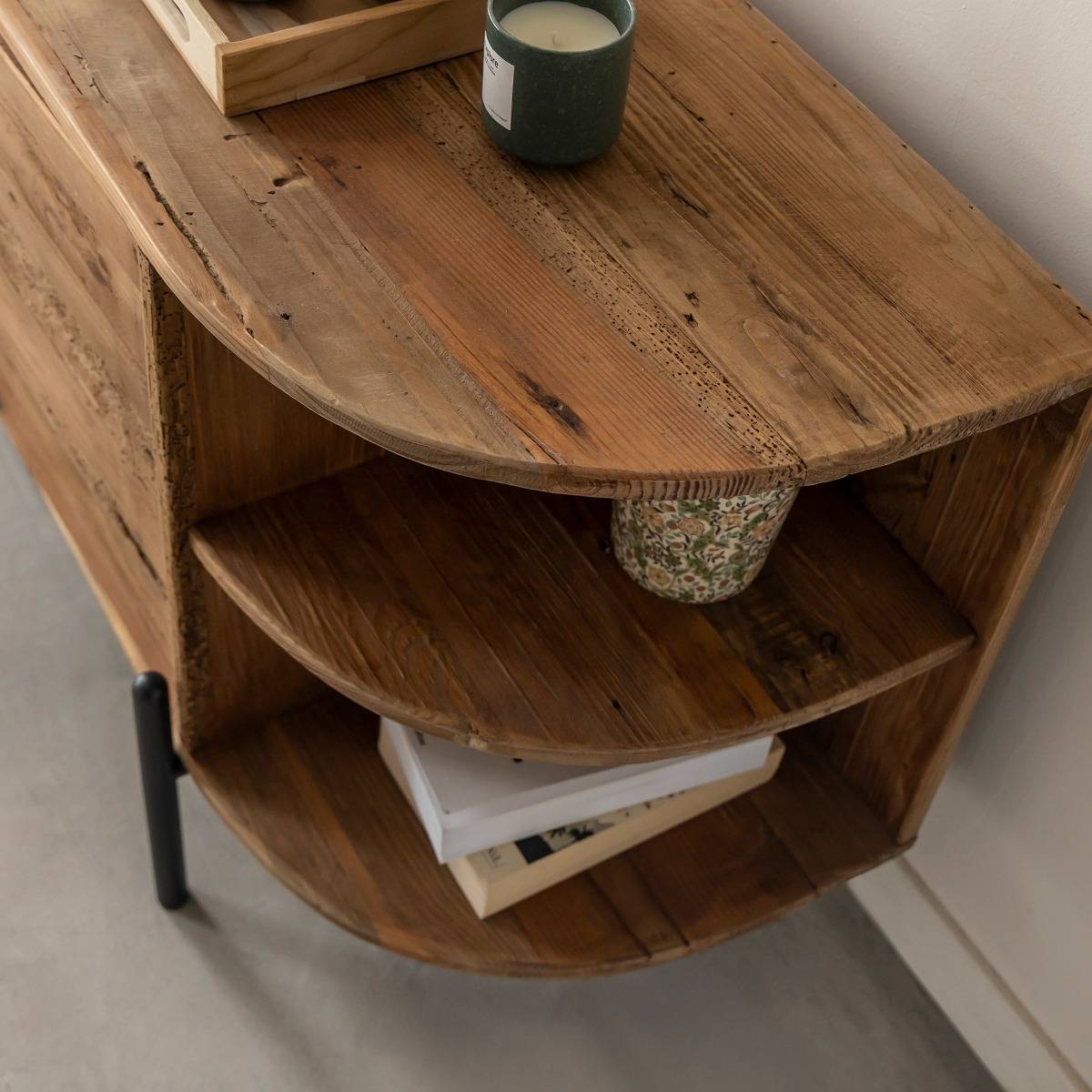 Meuble TV en bois recyclé BLAISE bois foncé, MADE IN MEUBLES