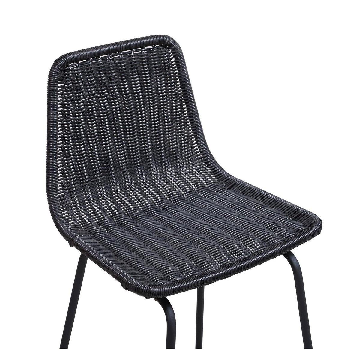 Lot de tabourets d'ilot et bar en métal et assise en rotin 65cm BALI|Lot de 4 | Lot de 4 noir, MOB IN