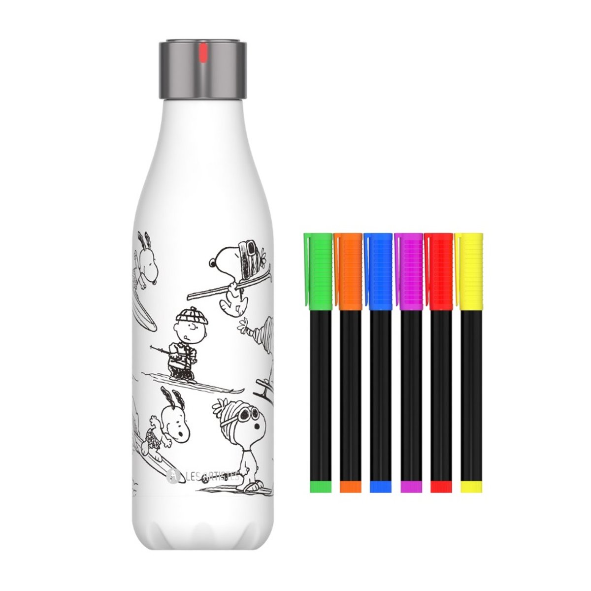 Bouteille isotherme à colorier Snoopy 500 ml blanc, LES ARTISTES PARIS