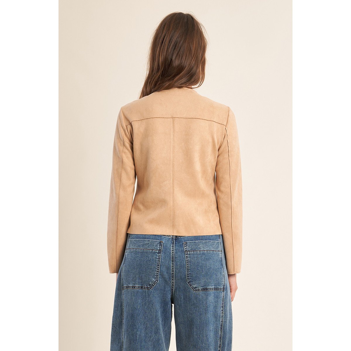 Veste courte en suédine beige, MOLLY BRACKEN