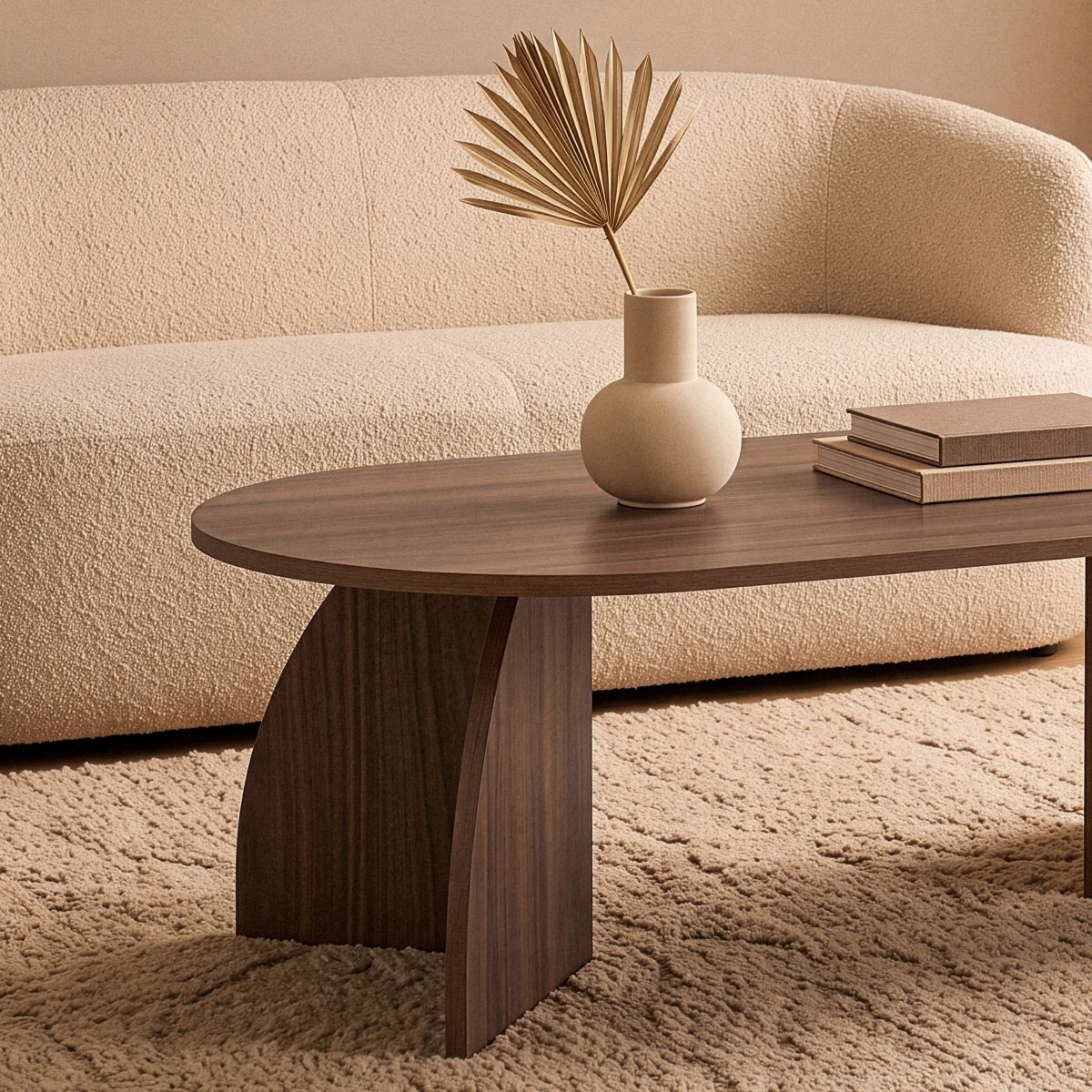 Table basse avec pieds courbés SÉLÈNE noyer, CALICOSY