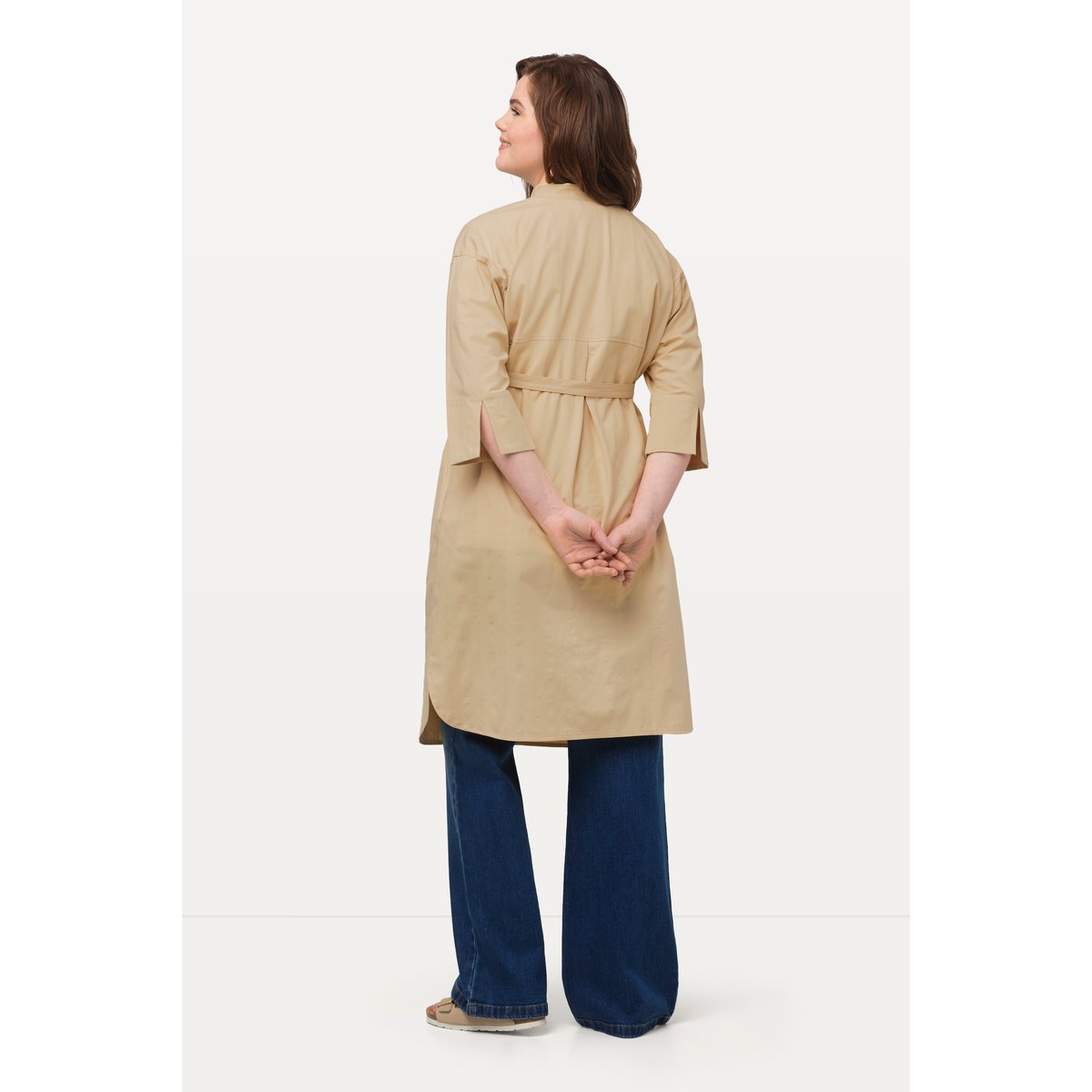 Veste longue, texture rayée, manches 3/4 vert jaune vif, ULLA POPKEN