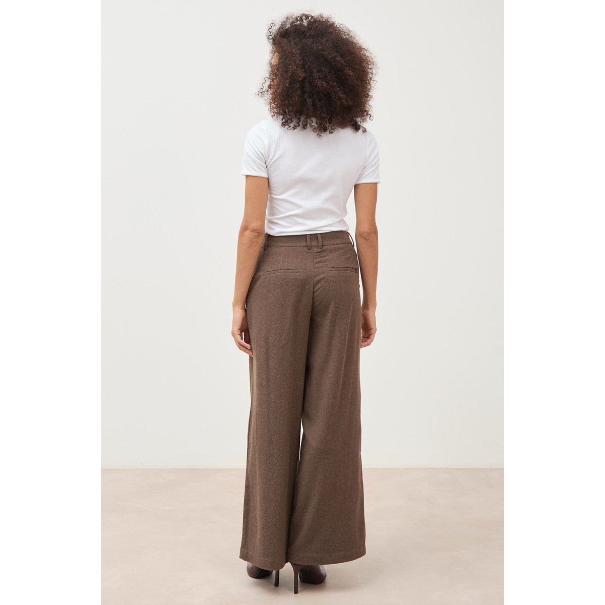 Pantalon large taille standard marron fonce, BONOBO