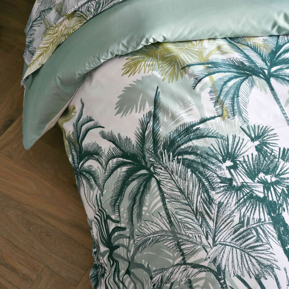 Parure de lit percale TRINIDAD MOUSSON vert, TRADILINGE