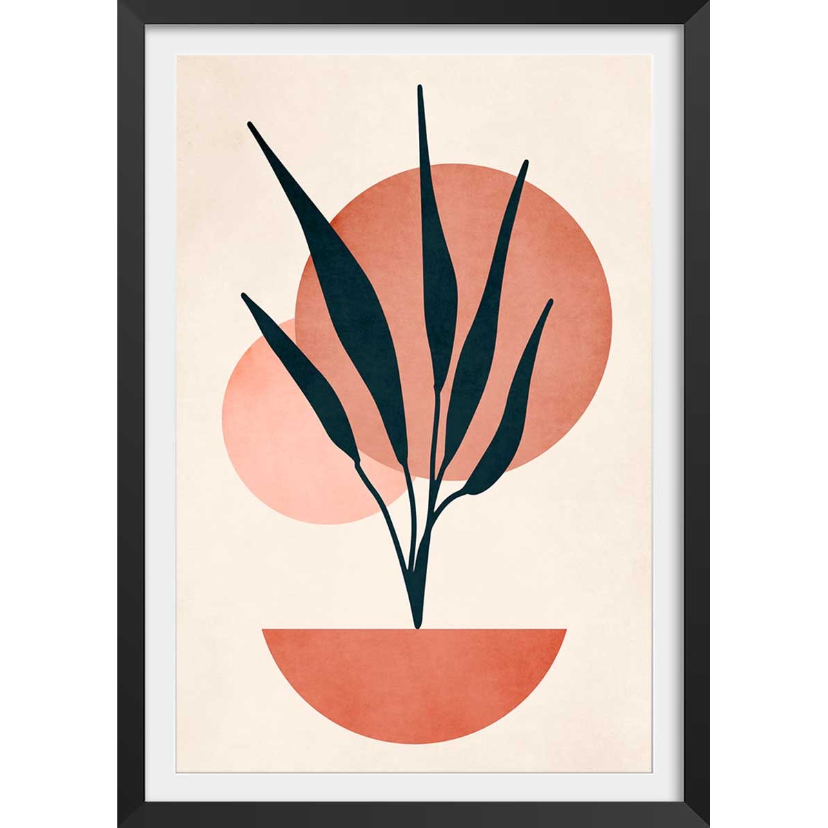 Affiche fleurs Copenhagen deco affiche + cadre en bois - noir, HEXOA