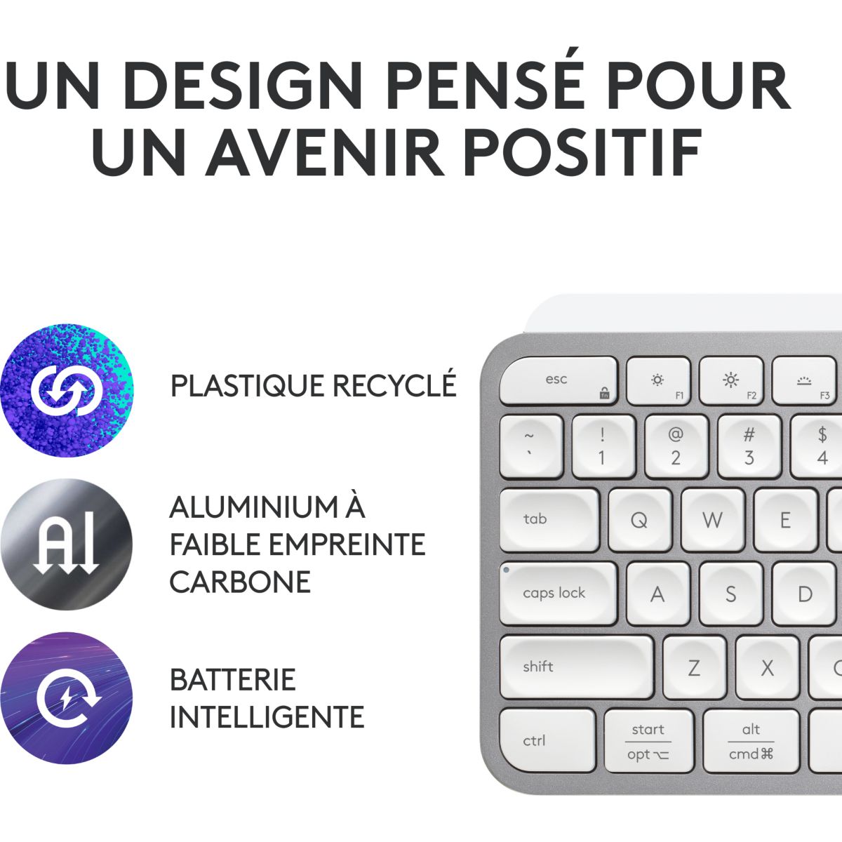 Clavier sans fil MX Keys S Silencieux Pale Grey couleur unique, LOGITECH