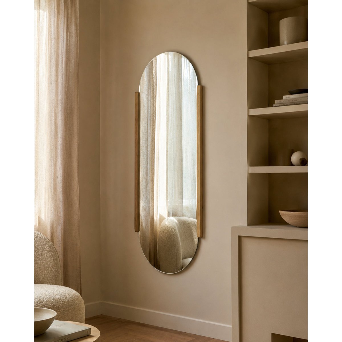 Miroir mural en sapin massif marron 150 cm - DENA olivier, AUTRE TON