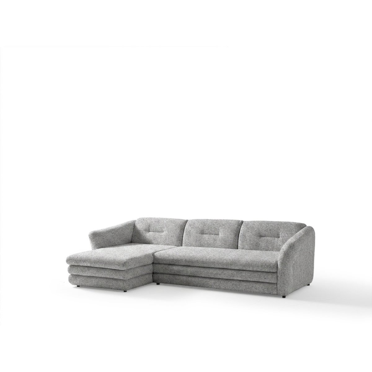 Canapé d'angle fixe 4 places en tissu chiné, MARBLE gris, BOBOCHIC
