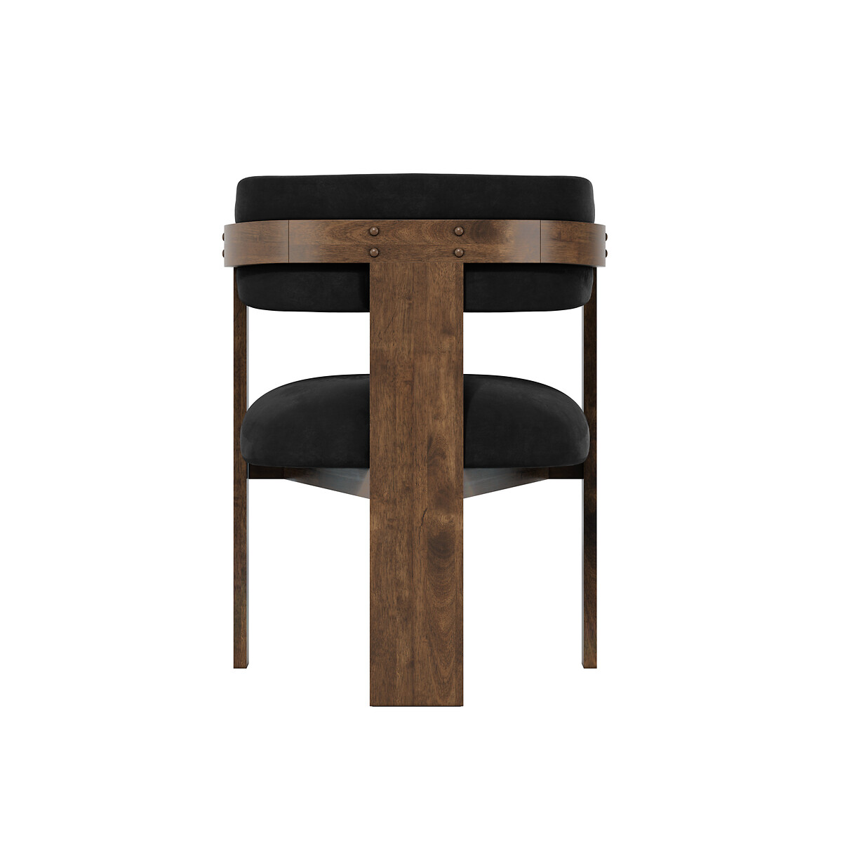 Mirabella Curved Velvet Dining Armchair with Walnut Frame black/walnut, ÉDITÉ