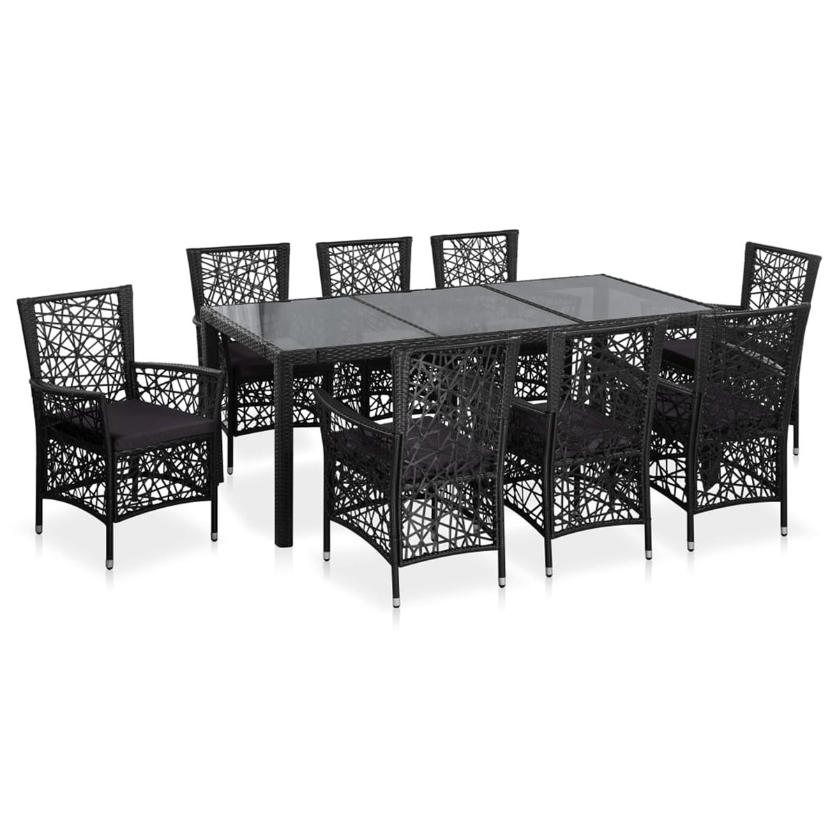 Salon de jardin au style contemporain noir, HOME MAISON