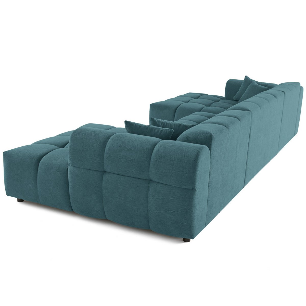 Canapé panoramique en U 7pl en tissu texturé, RAY bleu grisé, BEST MOBILIER