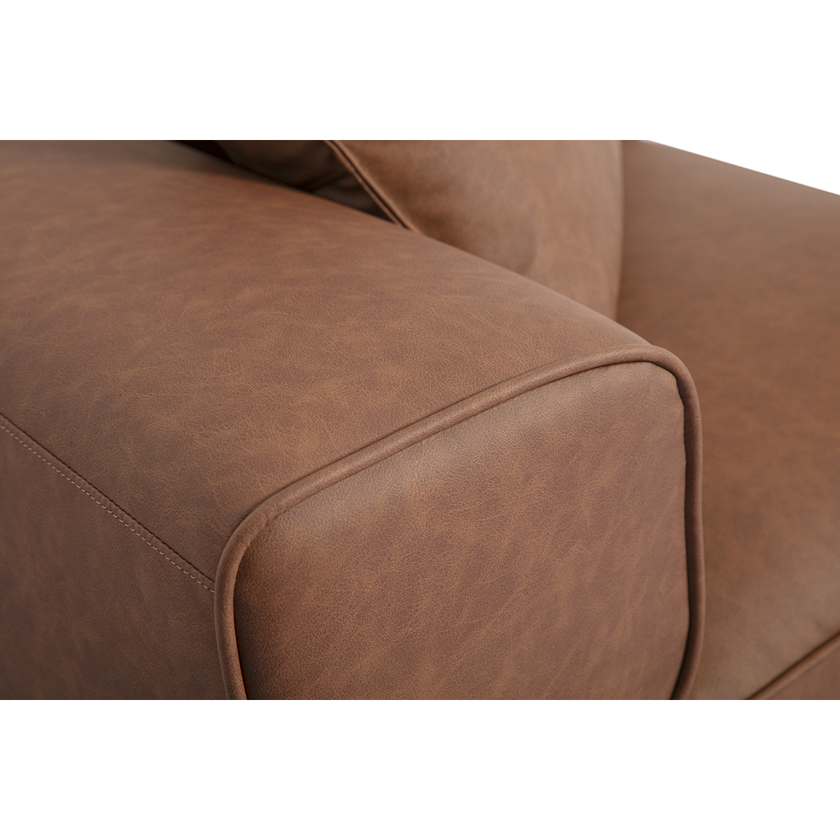 Module d'angle droit pour canapé en cuir marron FERGUS marron, MILIBOO