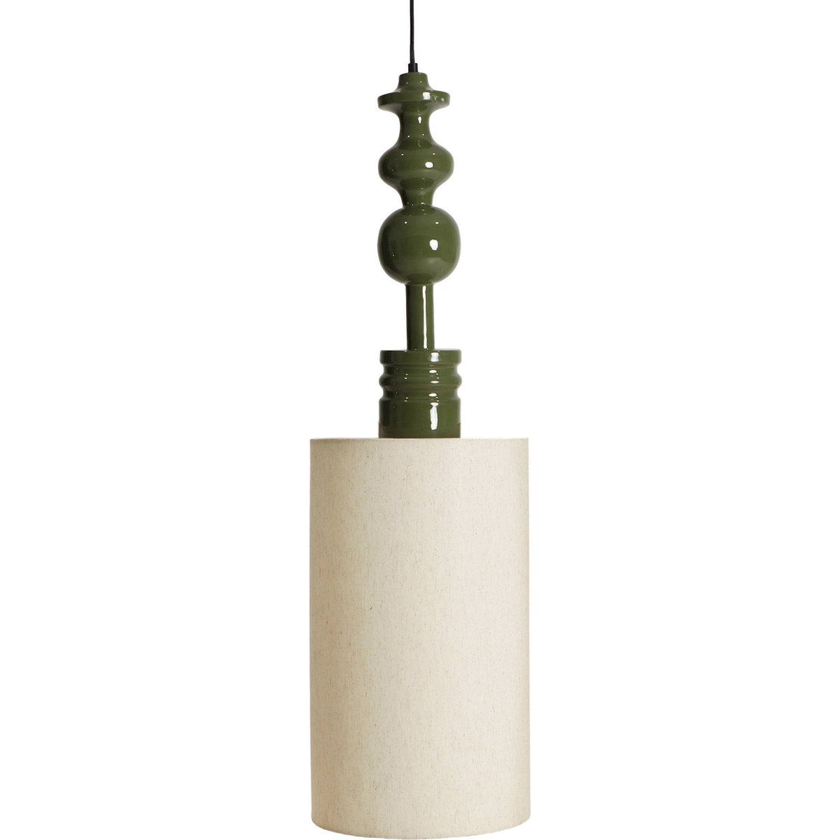 Suspension contemporaine collection VACIO vert brillant et beige, RECOLLECTION