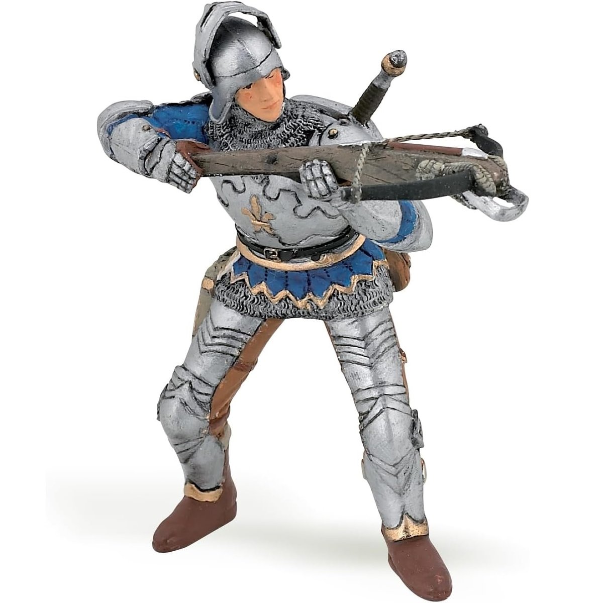 Figurine Arbalétrier bleu en armure bleu, PAPO