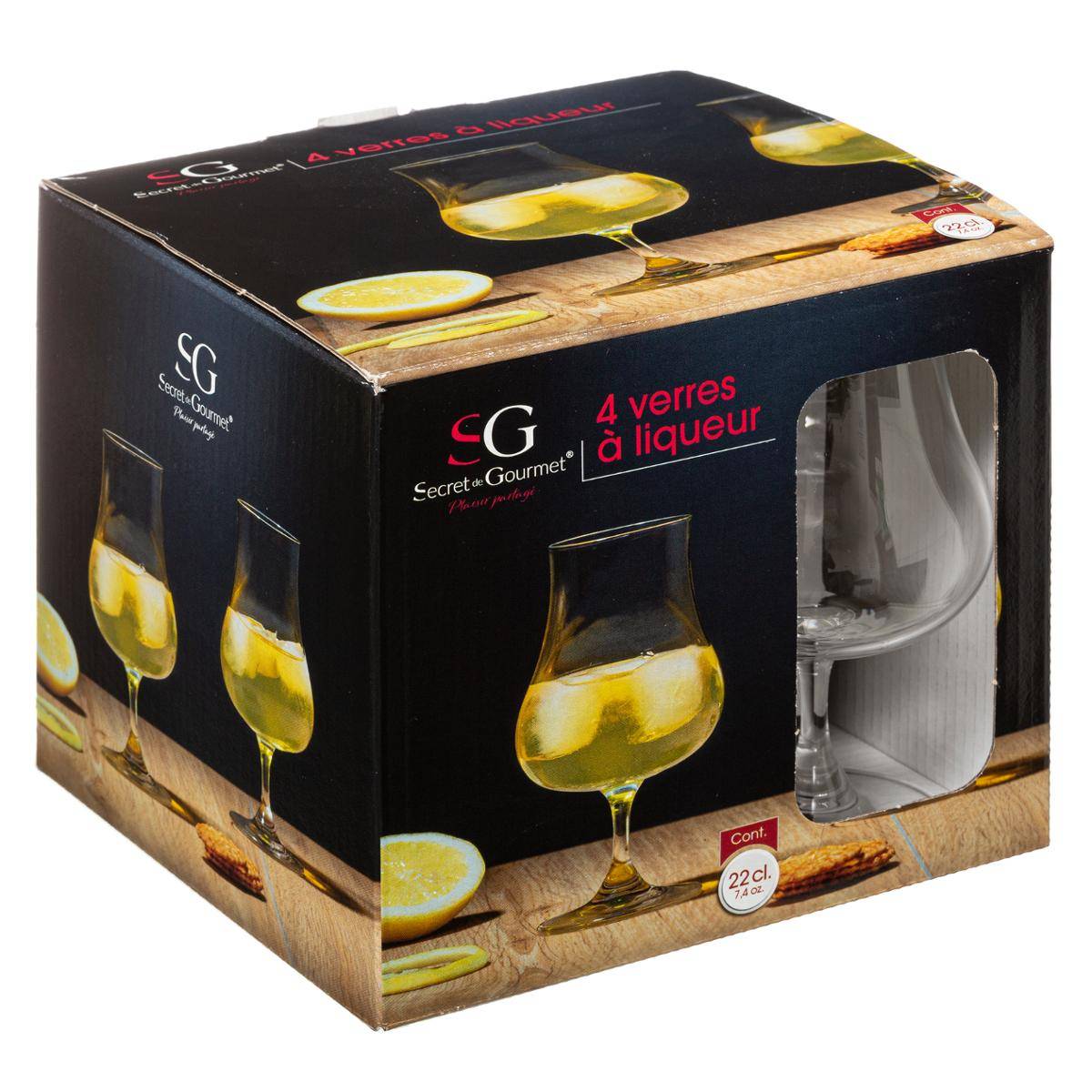 Lot de 4 verres à liqueur en verre LIQUEUR transparent, SECRET DE GOURMET
