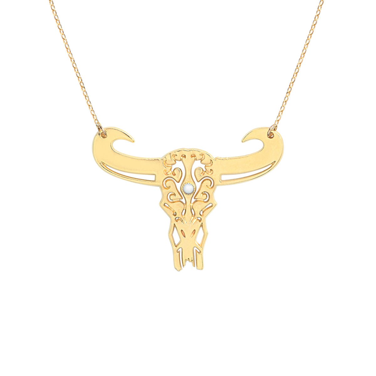 Collier tatoo buffle petit modele nacre blanche blanc, CAROLINE NAJMAN