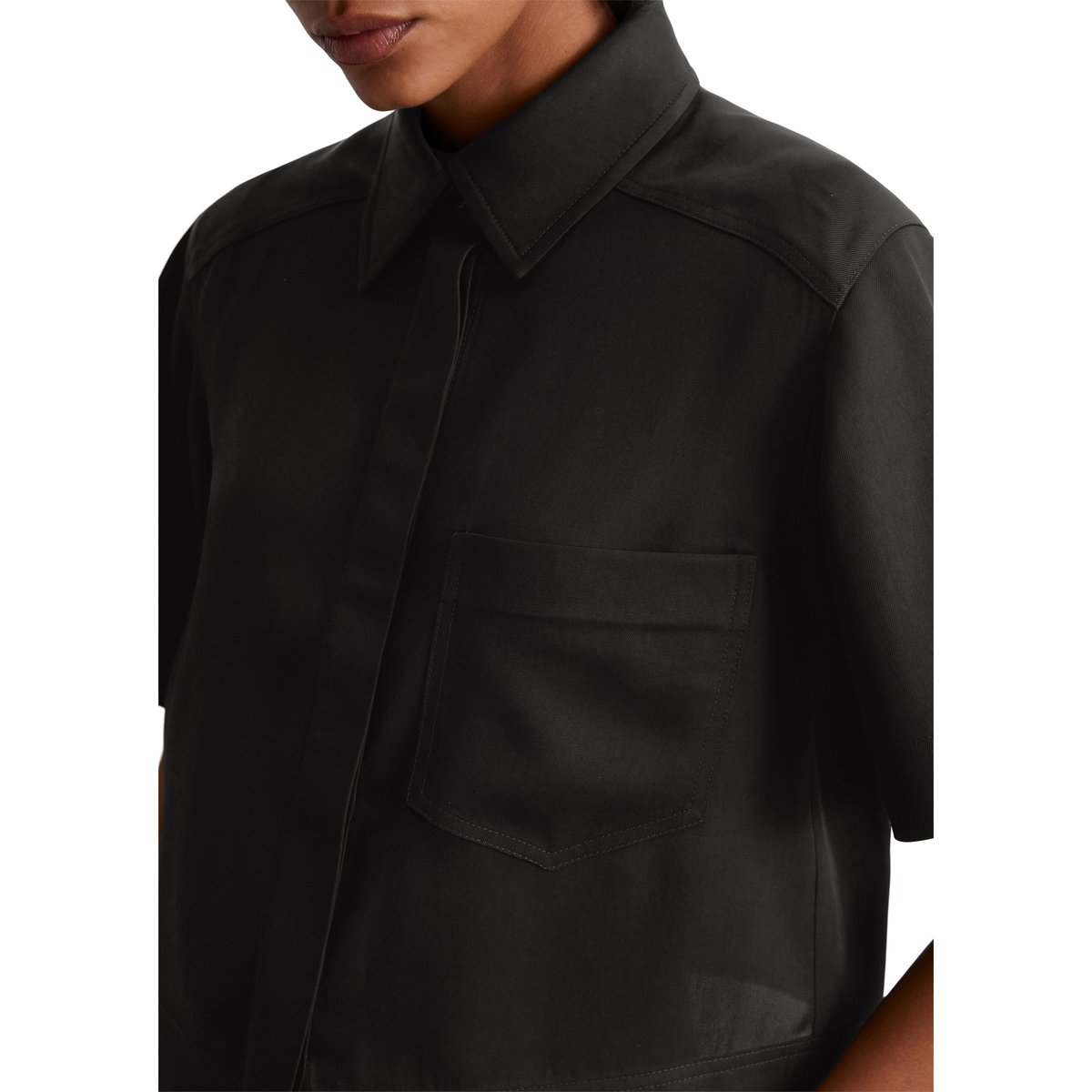 Blouse à manches courtes boxy en serge de Naia™ noir, MARC O'POLO