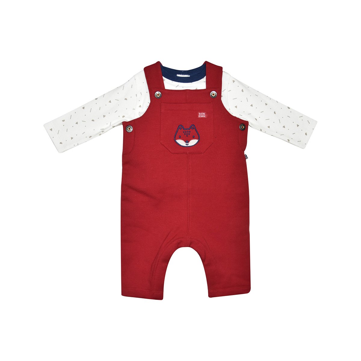 Tee shirt salopette jeoffrey molleton long bebe rouge, SUCRE D'ORGE