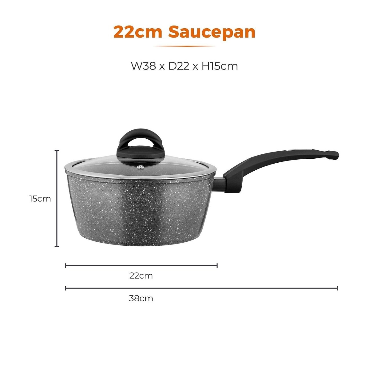 22cm Cerastone Saucepan Graphite grey, TOWER