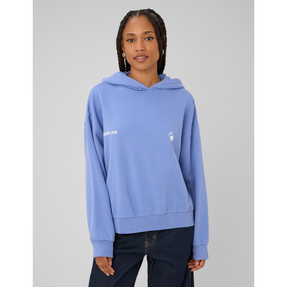 Sweat à capuche imprimé bleu, BZB
