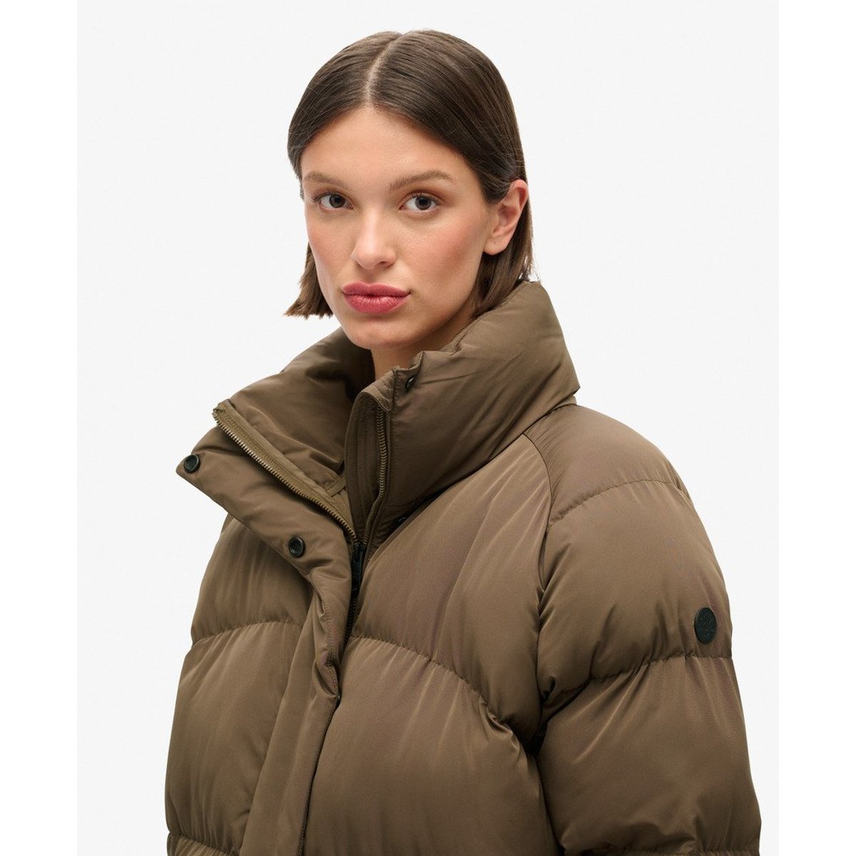 Doudoune mi-longue marron chaud, SUPERDRY