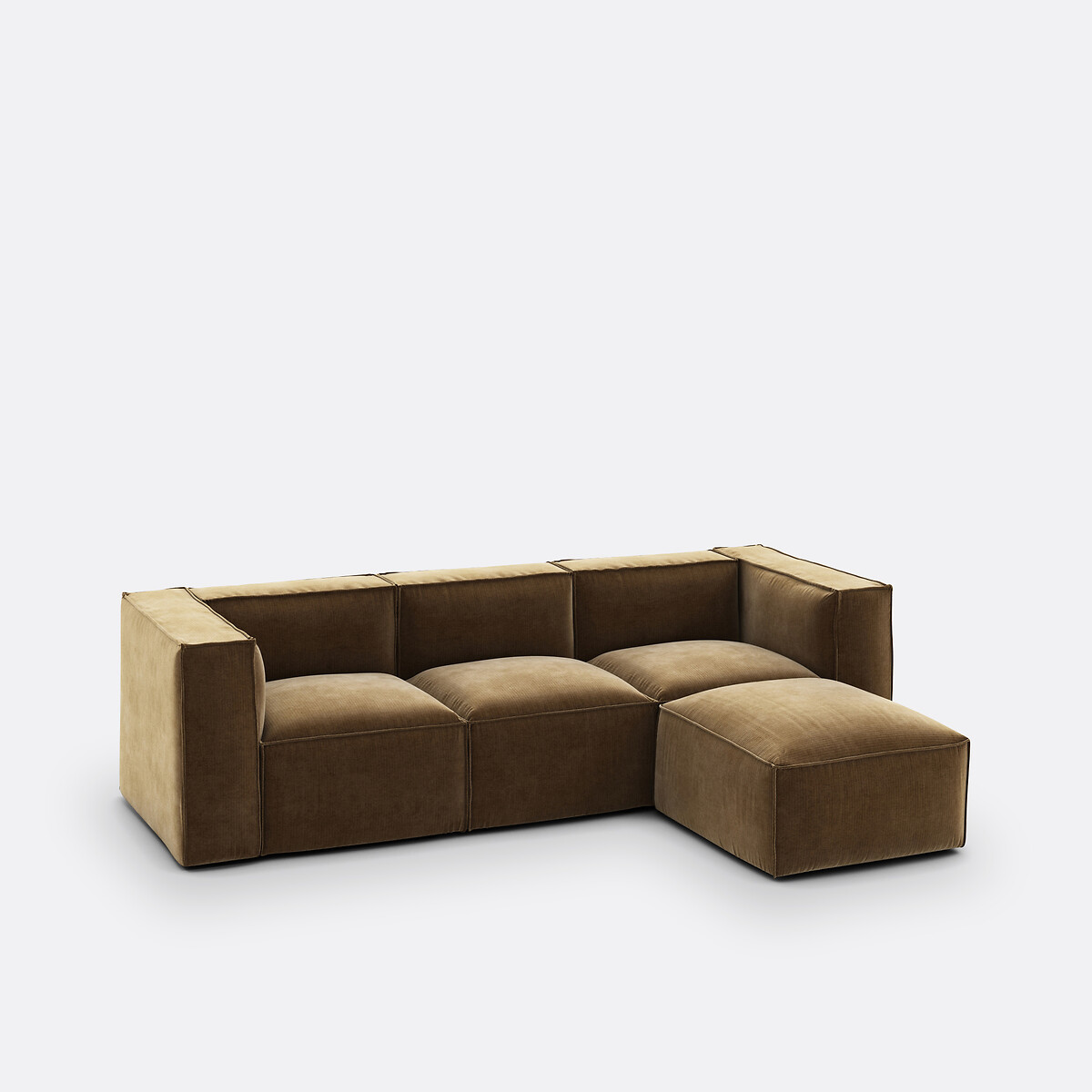 Modulable 3 places et pouf velours côtelé vintage Seven  bronze, LA REDOUTE INTERIEURS