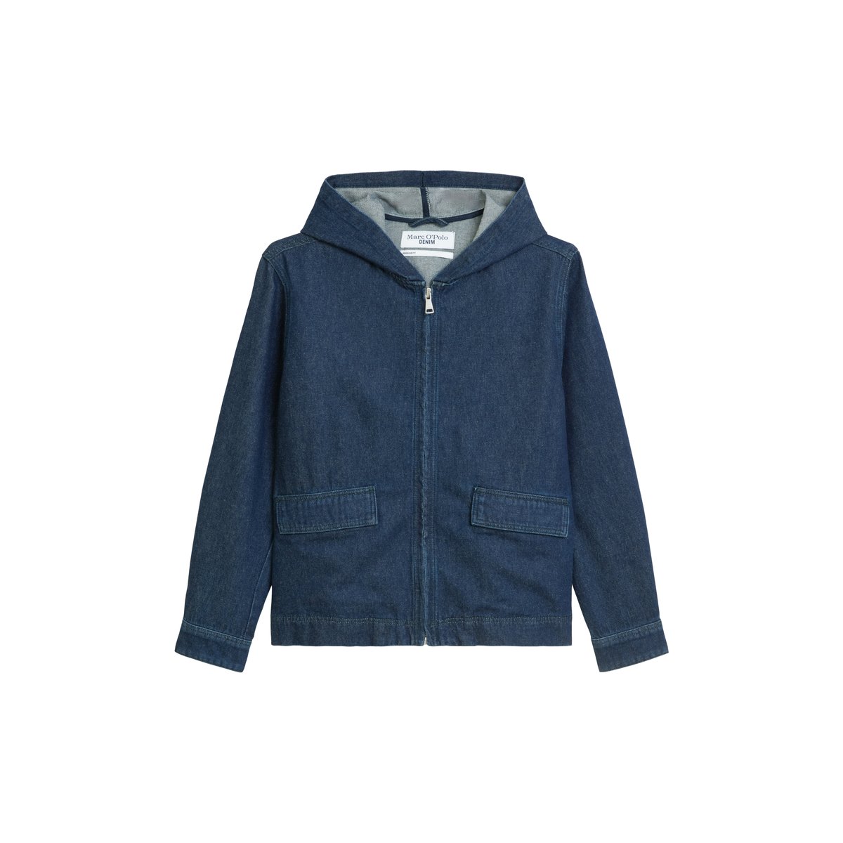 Veste en jean à capuche regular en denim avec des fibres d'ortie européennes bleu foncé, MARC O’POLO DENIM