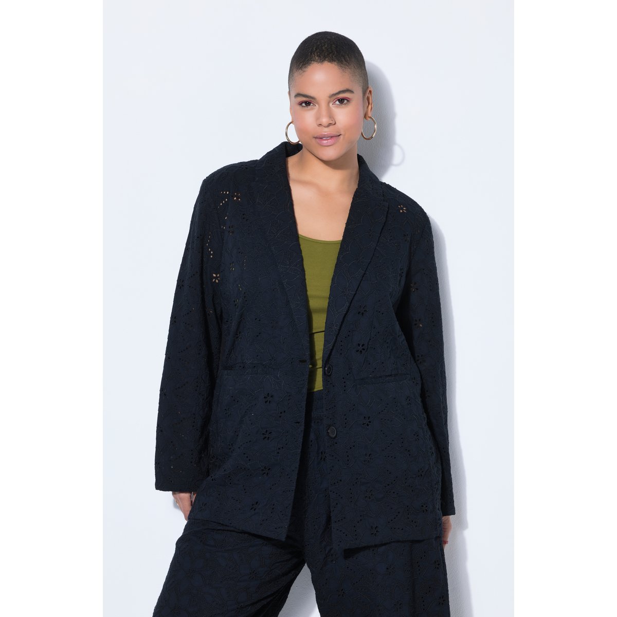 Blazer oversize, dentelle florale noir, STUDIO UNTOLD