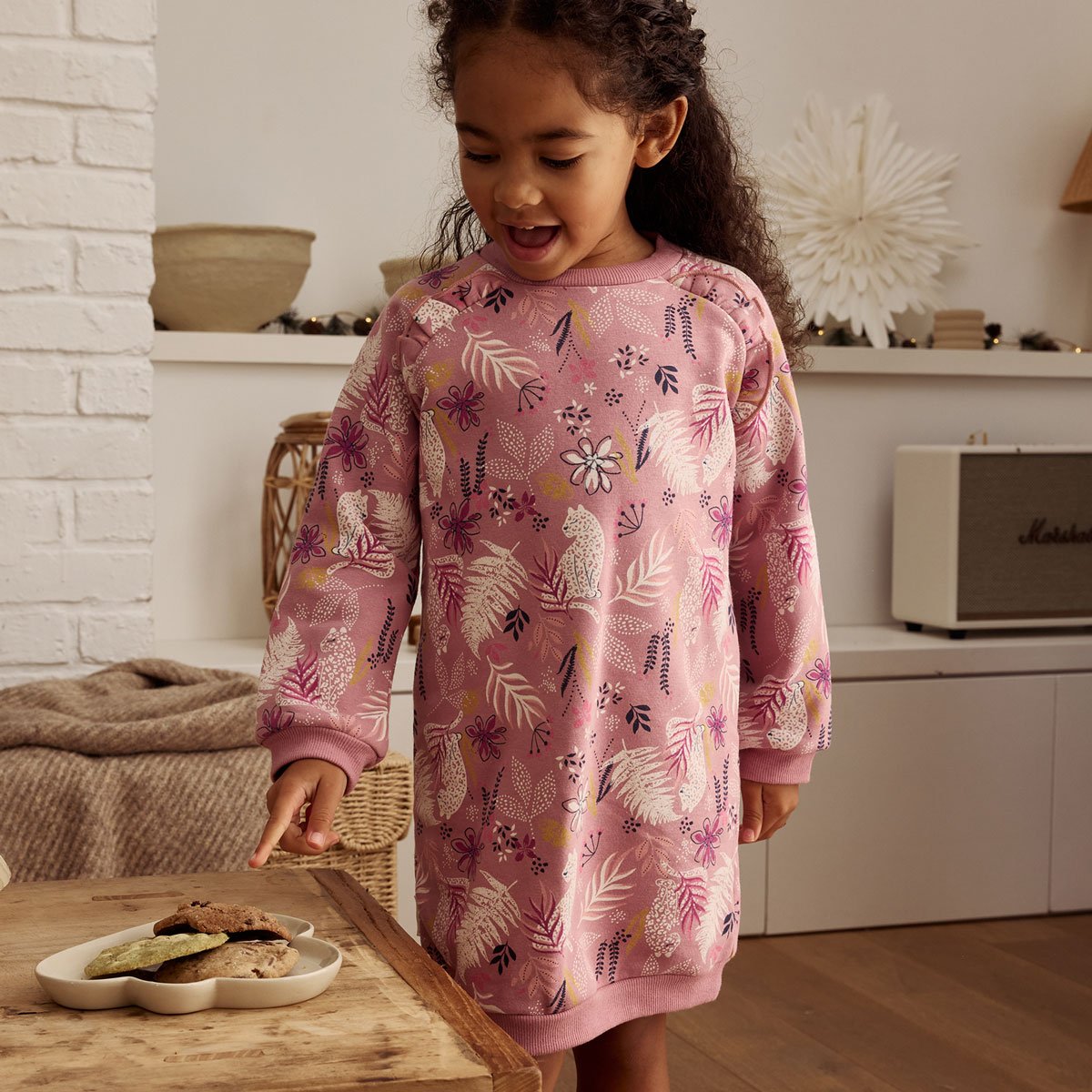 Robe enfant en molleton Louisa rose, PETIT BEGUIN
