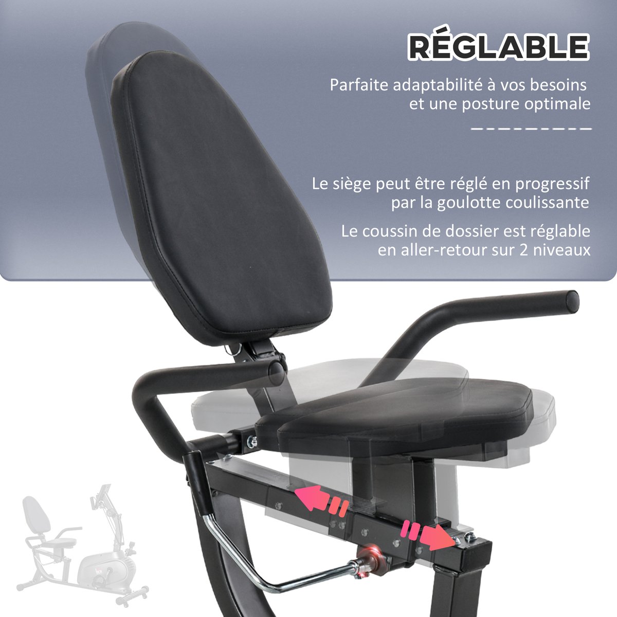 Vélo d'appartement magnétique Acier Noir noir, HOMCOM