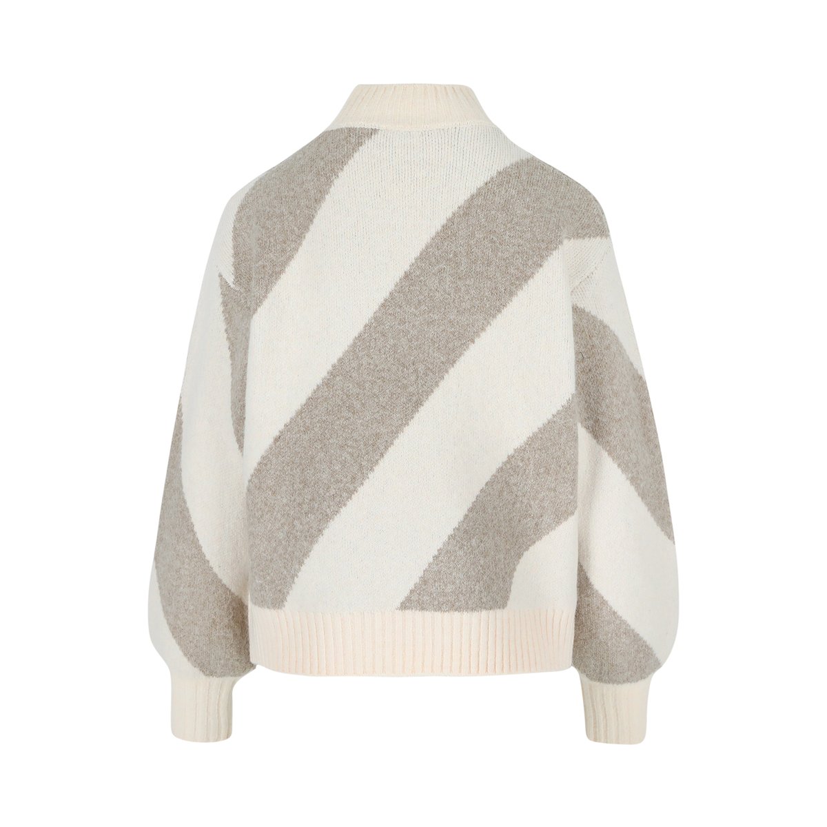 Pull en jacquard à rayures taupe, LOLALIZA