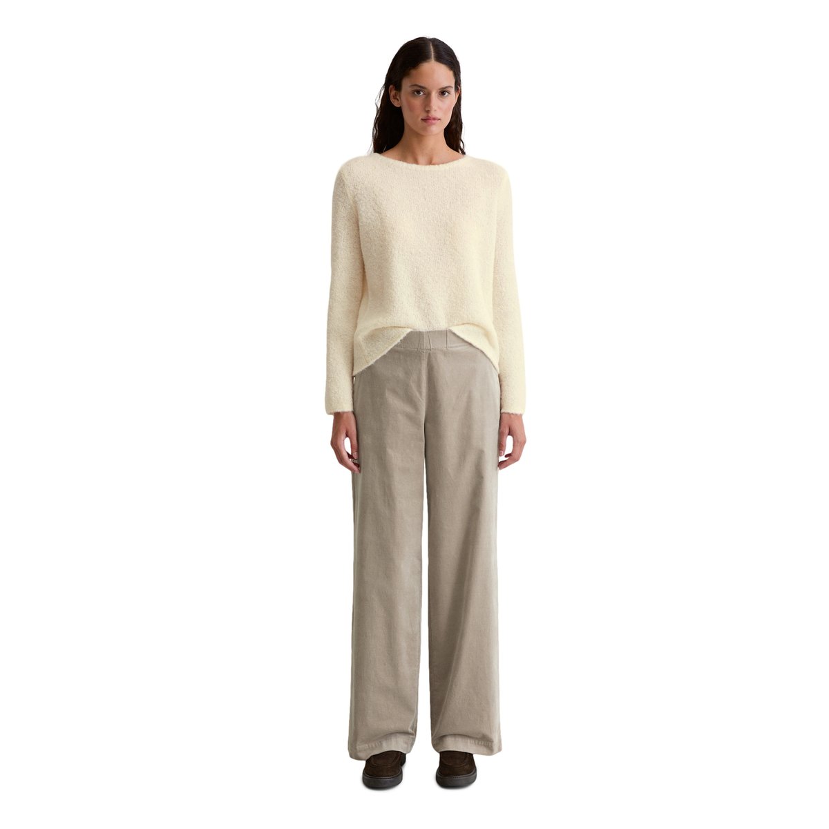 Pull bouclette regular en mélange de laine vierge et de laine d'alpaga blanc, MARC O'POLO