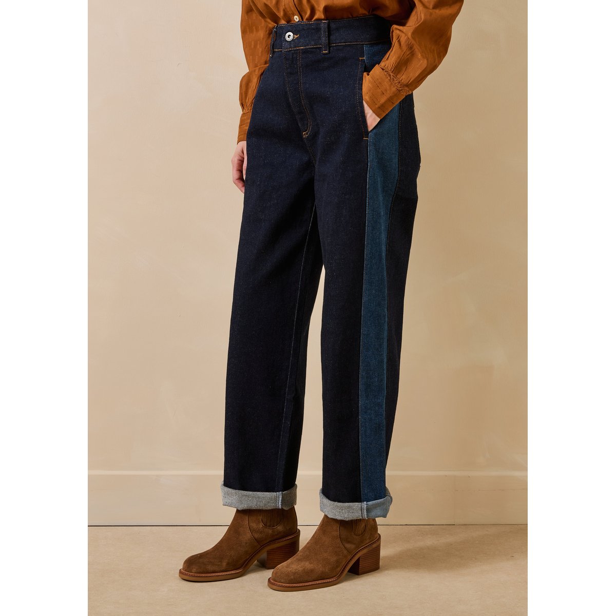 Jean barrel en coton biologique brut/medium, LA FEE MARABOUTEE