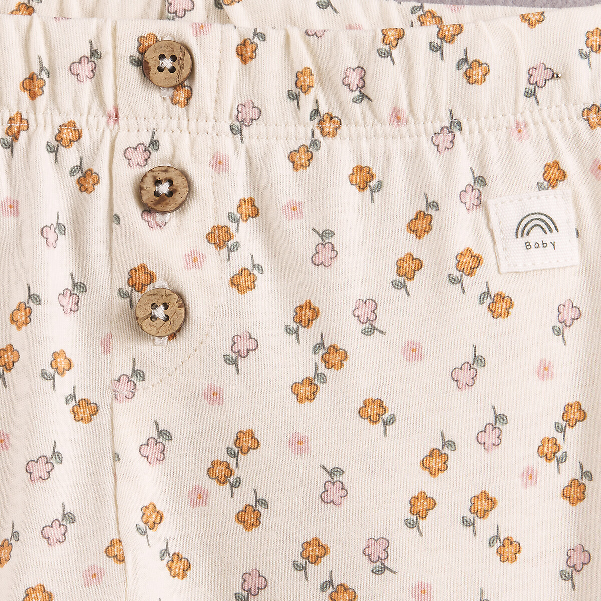 Lot de 3 leggings, motifs à rayures et à fleurs rose + rayé + imp écru, LA REDOUTE COLLECTIONS