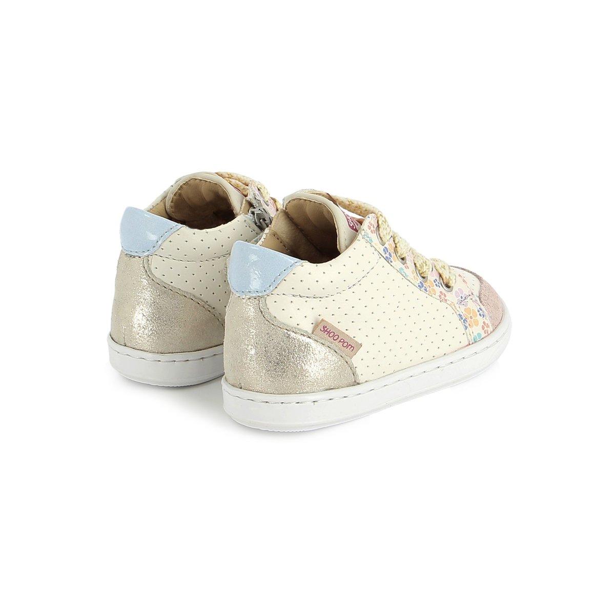 Baskets à lacets et à zip BOUBA ZIP BOX blanc rose, SHOO POM