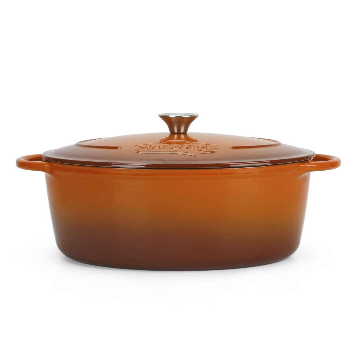 Cocotte ovale 9L en fonte émaillé, MONTAGNE marron-orange, MENASTYL