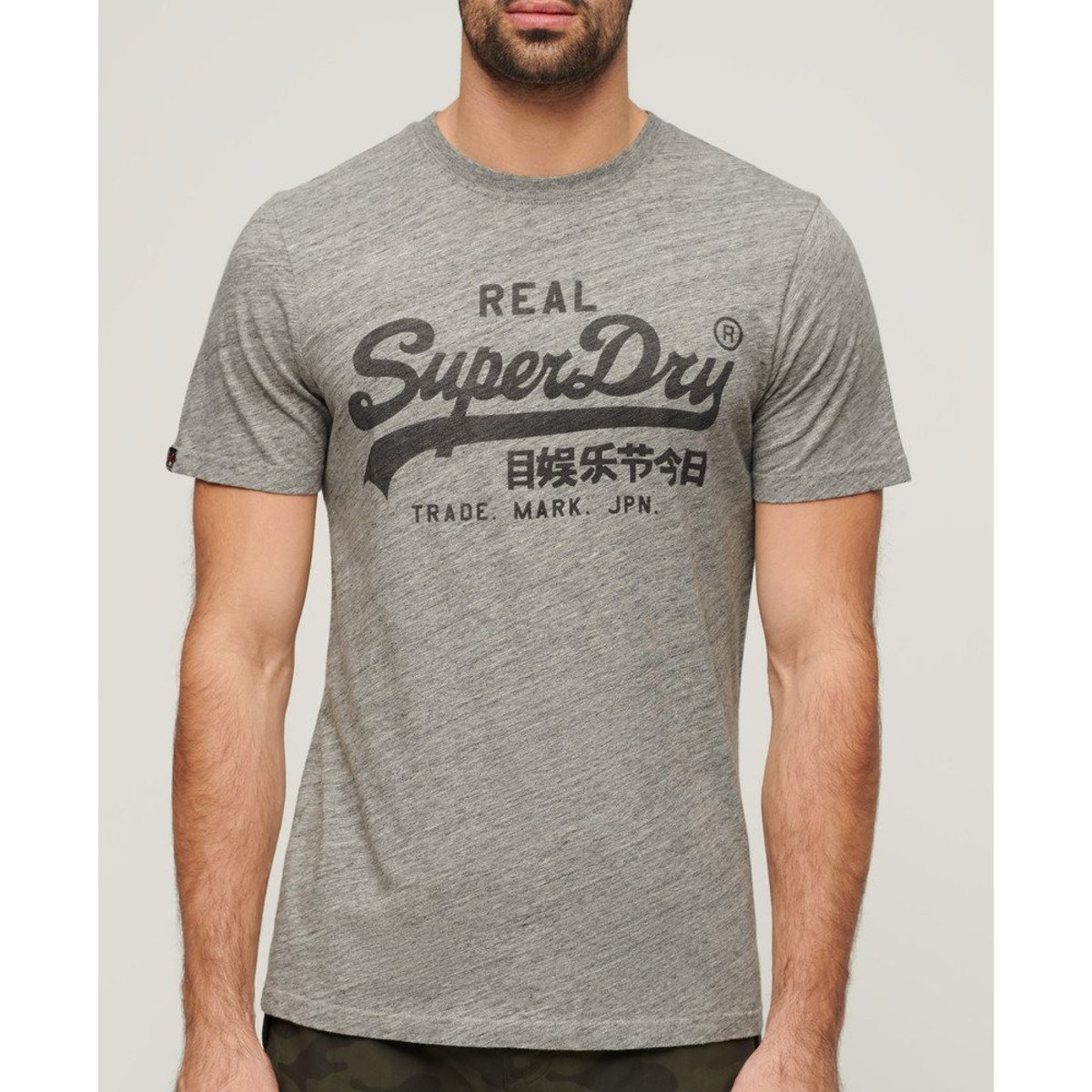 T-shirt à logo Vintage gris athlétique chiné, SUPERDRY