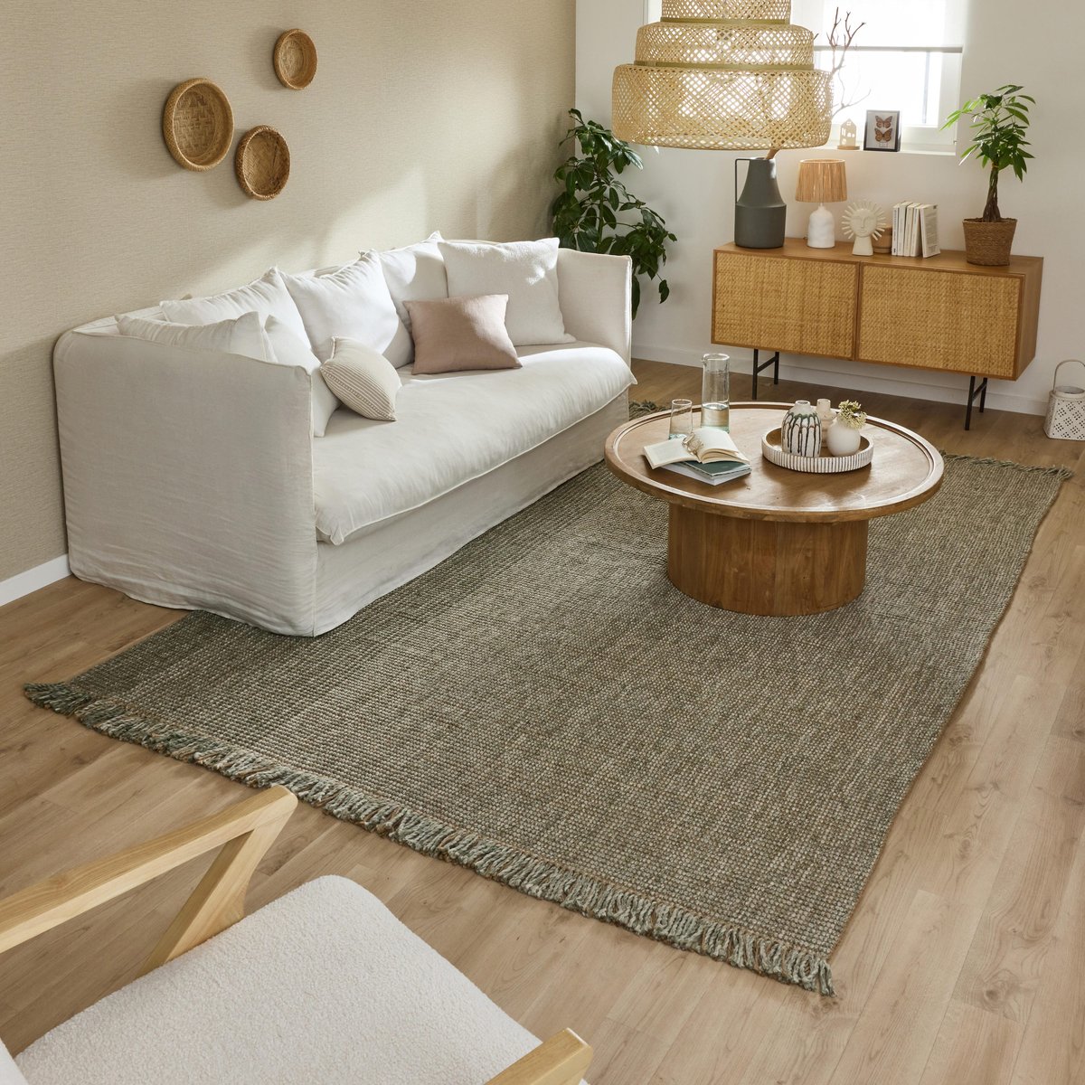Tapis en jute, COMFY vert, INSPIRE