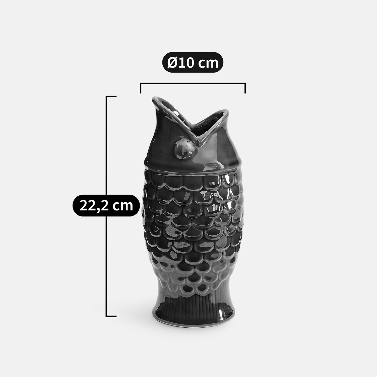 Jarrón de cerámica con forma de pez, altura 22,2 cm, NÉMÉO verde, LA REDOUTE INTERIEURS