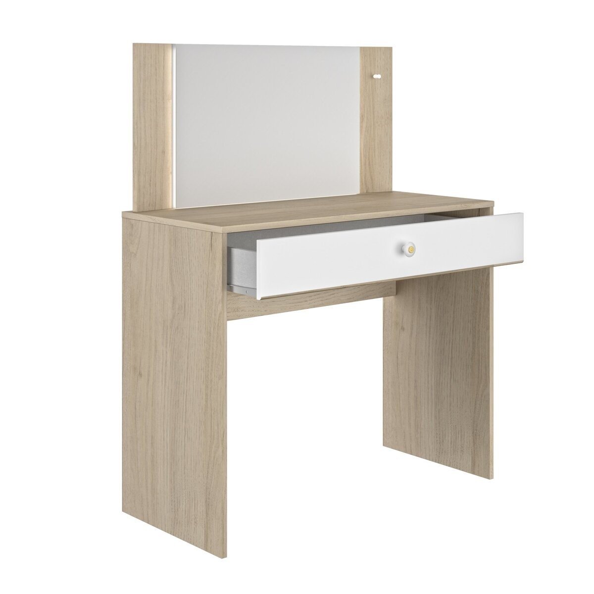 Coiffeuse avec 1 tiroir de rangement L94 cm - MAKEUP blanc/bois, CALICOSY