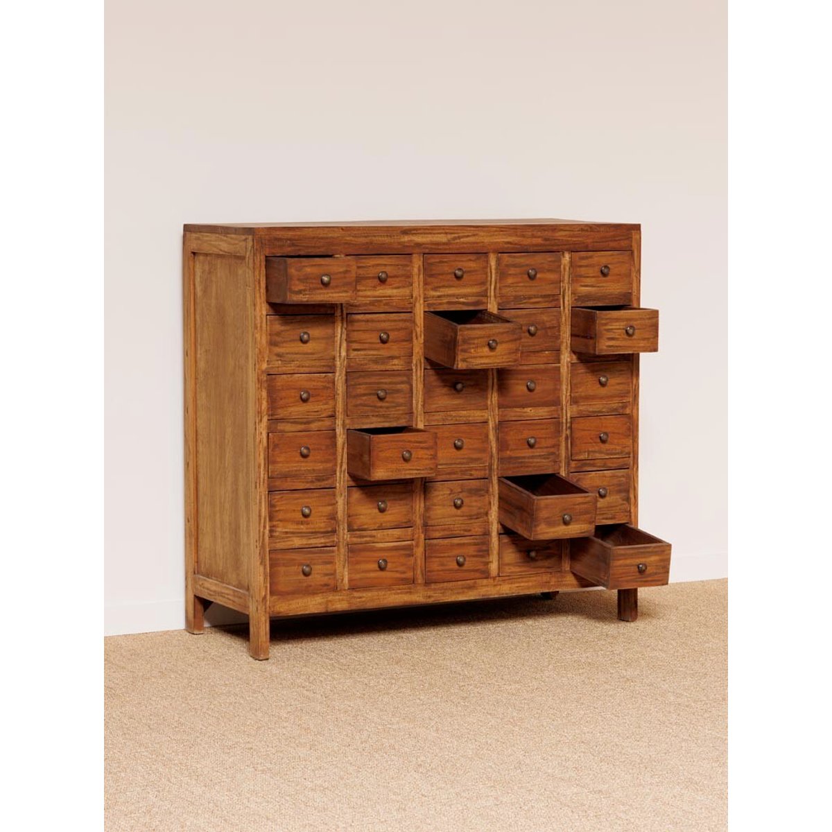 Commode avec 30 tiroirs en acajou MERCERIE bois clair, CHEHOMA