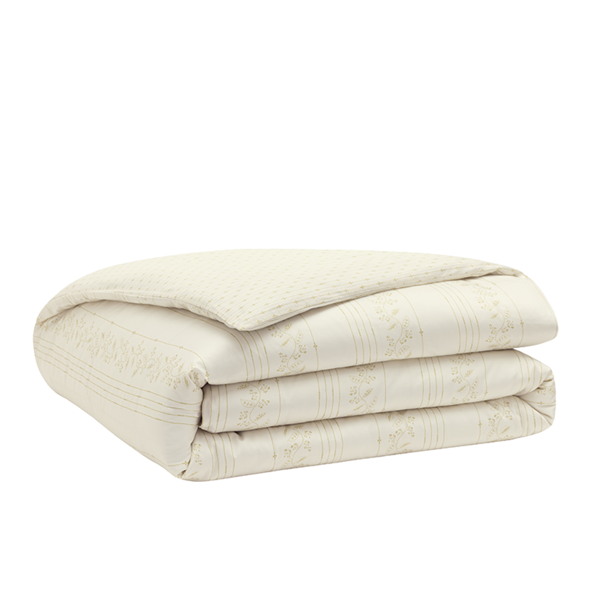 Housse de couette imprimée en satin de coton bio, GALERIE blanc hermine, ALEXANDRE TURPAULT