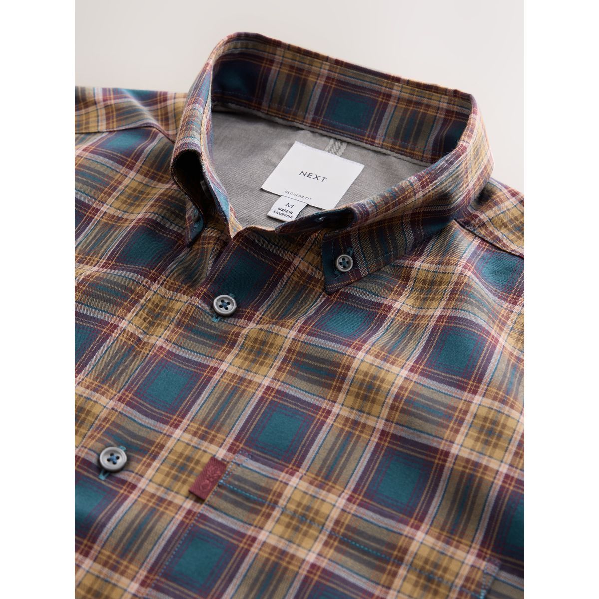 Chemise oxford standard boutonnée carreaux bleu marine/jaune, NEXT
