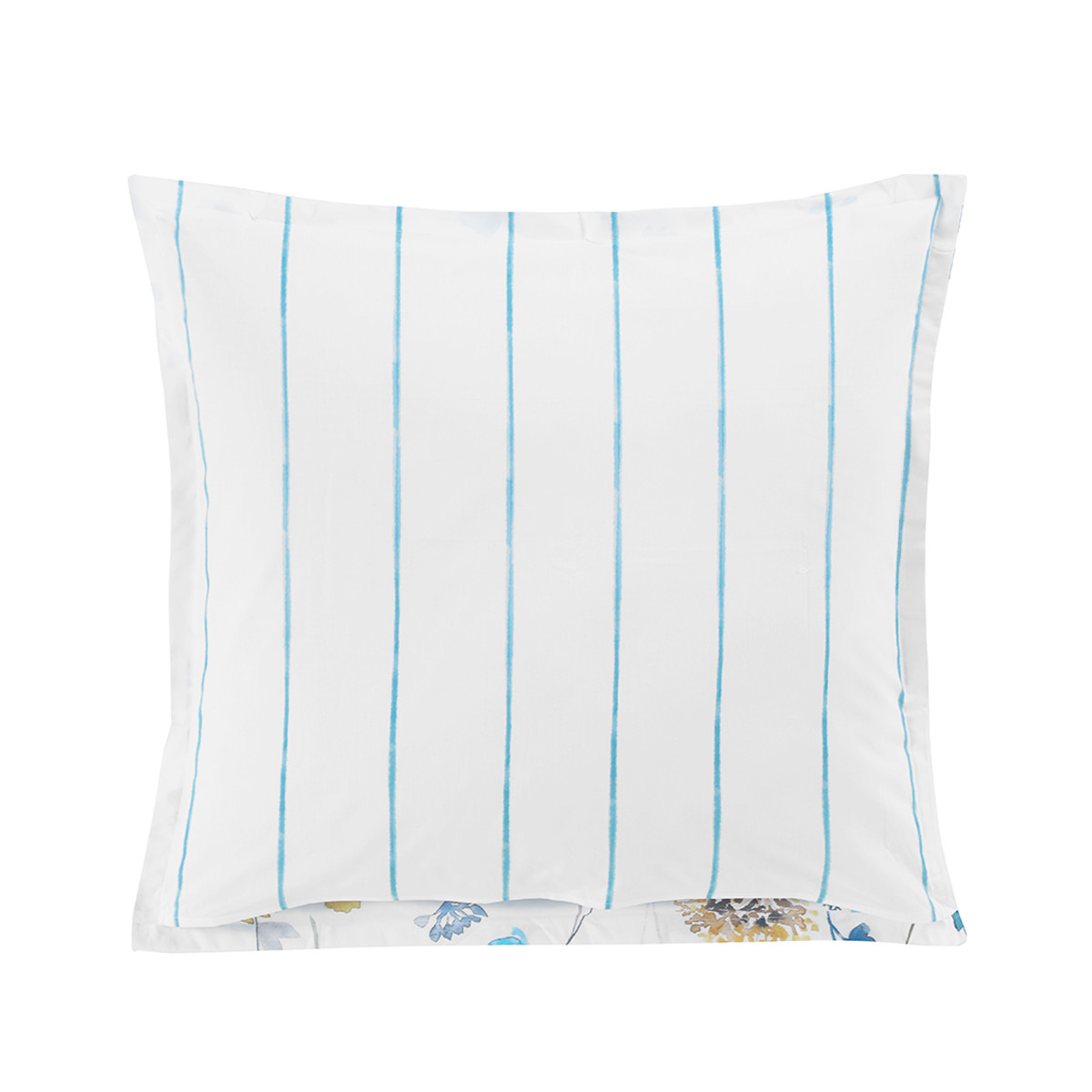 Lot de 2 taies d'oreillers en percale de coton AGATHA aqua sea, SENSEI MAISON