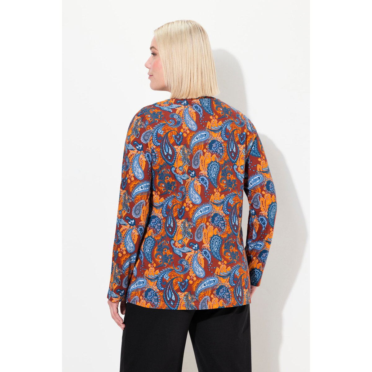 T-shirt long coupe évasée, motif cachemire baies foncé, ULLA POPKEN