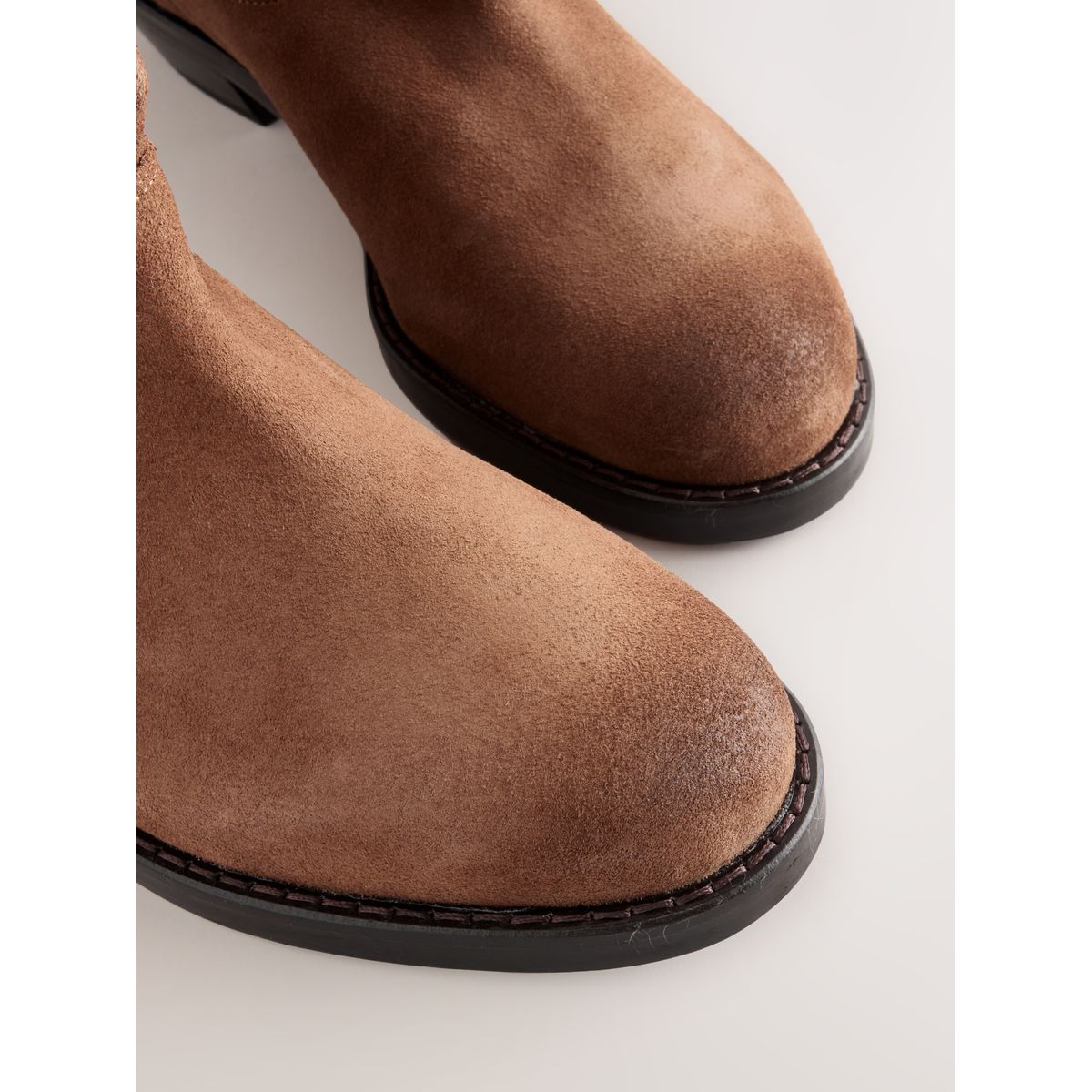 Bottines souples mi-hautes en cuir à enfiler marron fauve, NEXT