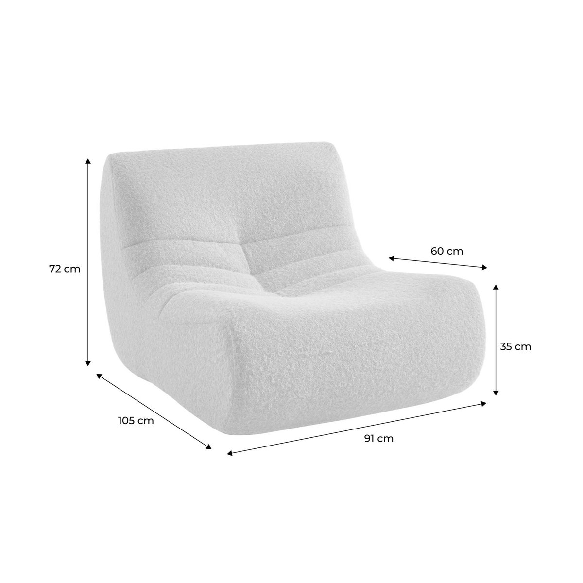 Chauffeuse tissu effet alpaca 2 places SOKOL beige, SWEEEK