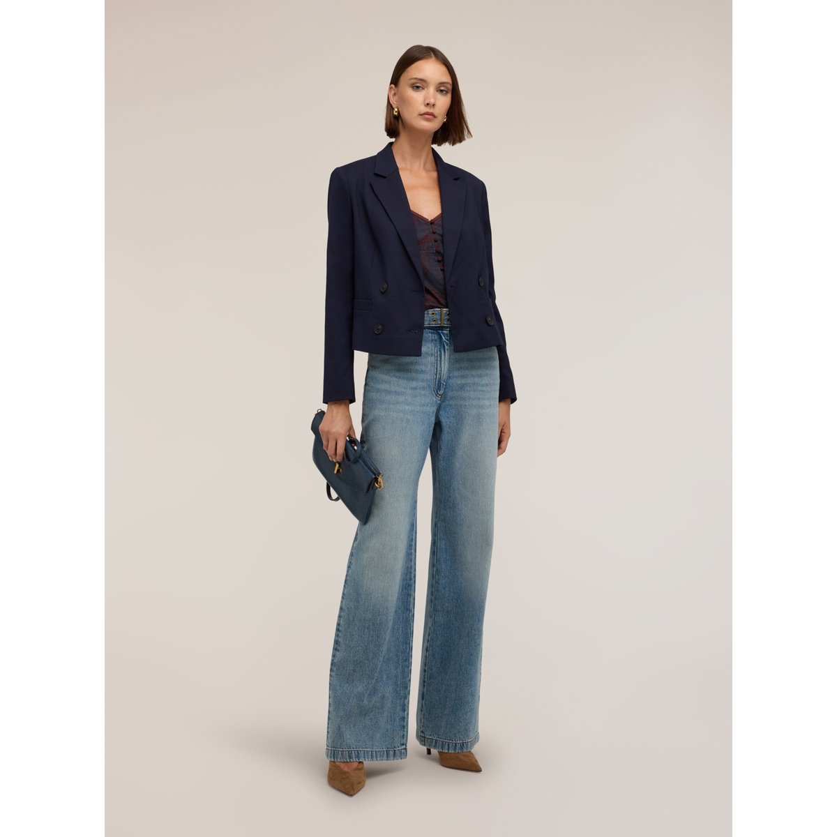 Veste courte double boutonnage bleu, MOTIVI