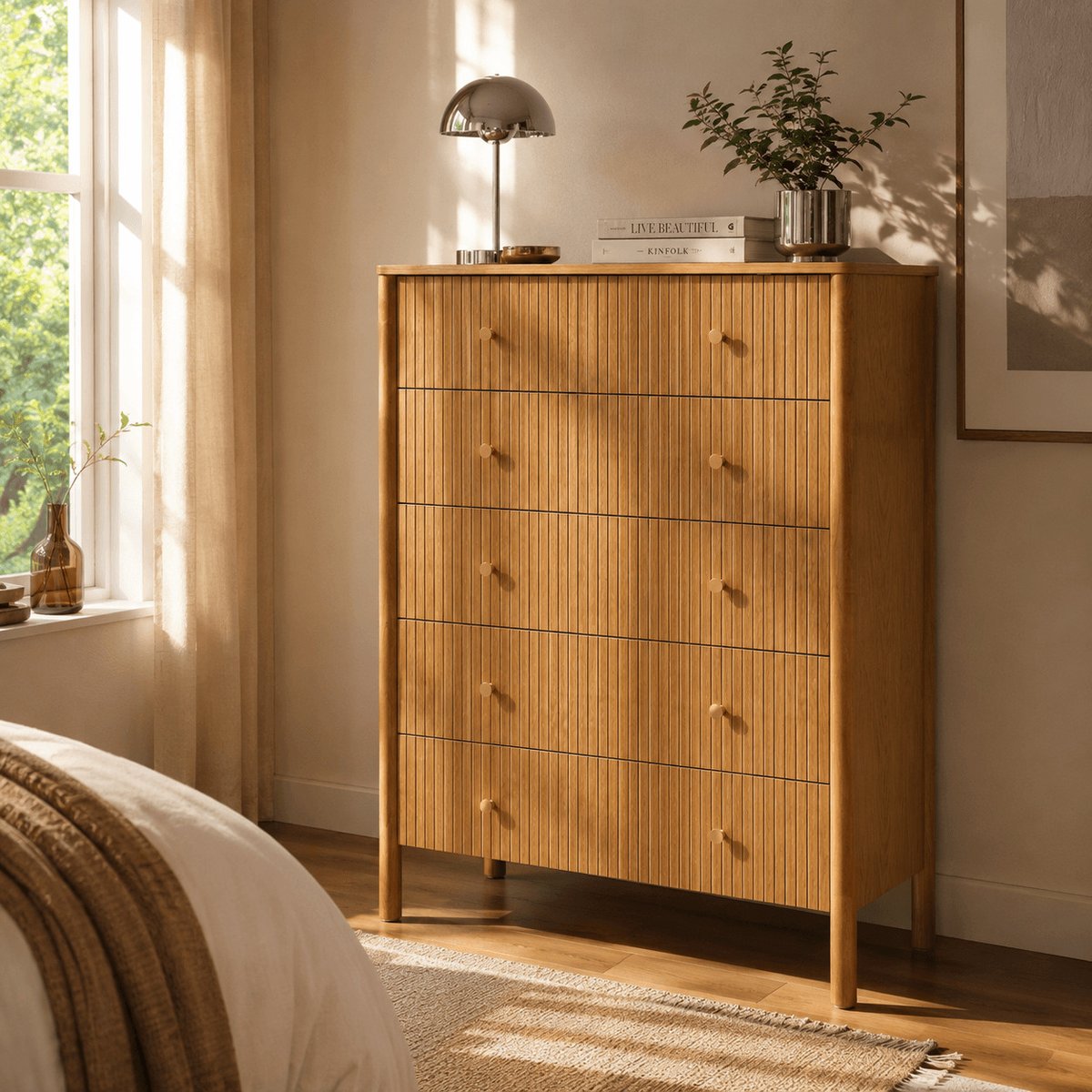 Commode 5 tiroirs CLEO chêne, SORELH