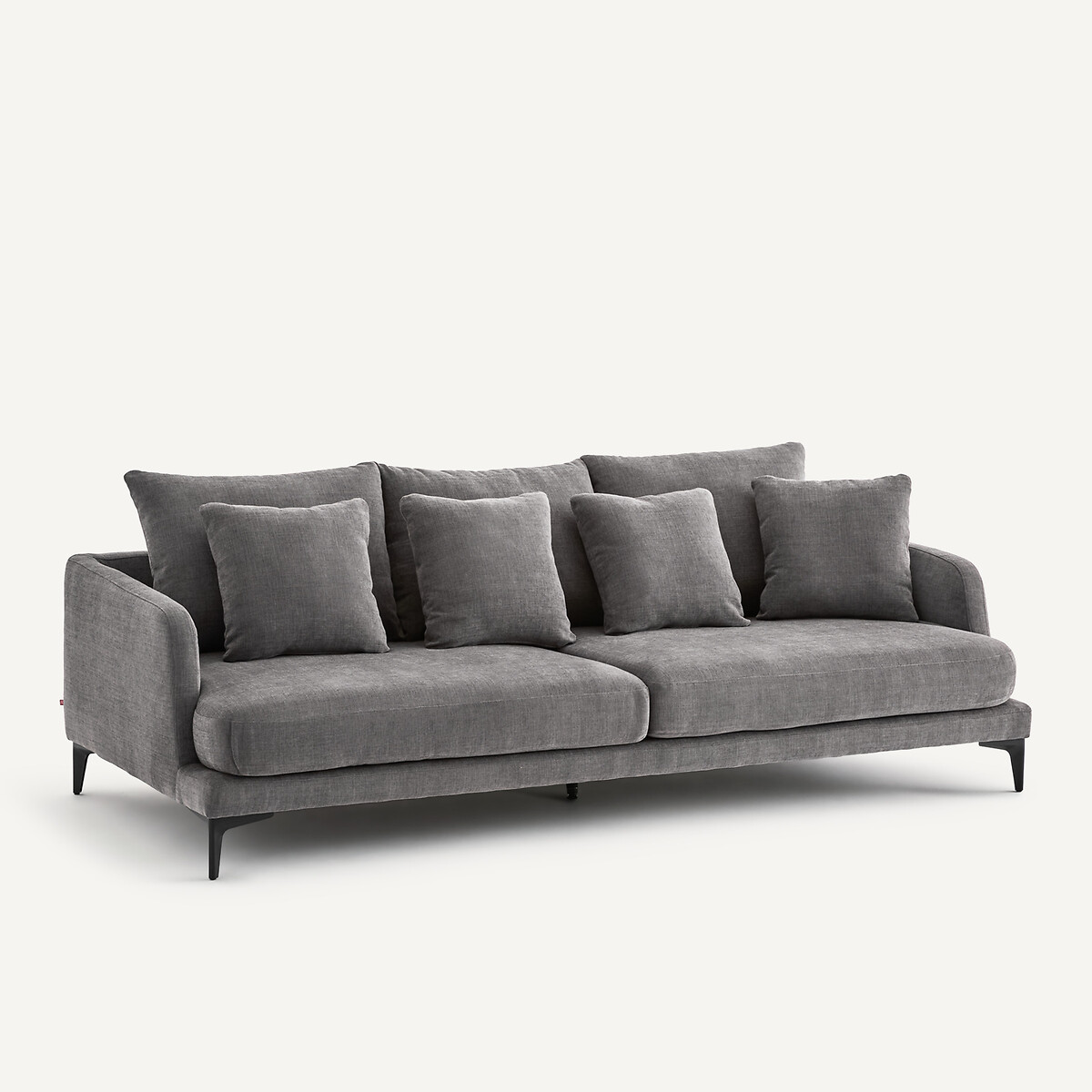 Canapé droit, 3 ou 4 places, en polyester et coton, MODERNISTE gris stone, EMMANUEL GALLINA X AM.PM